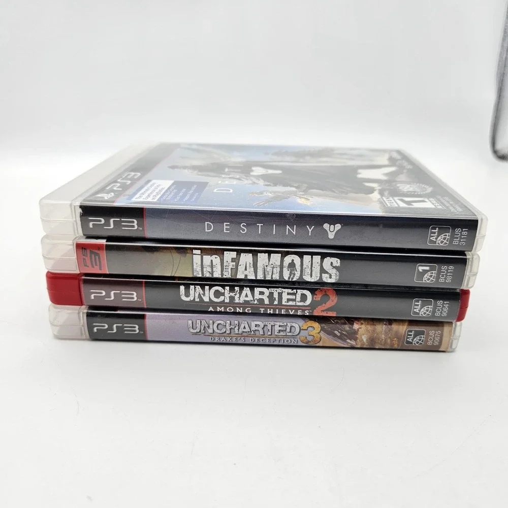 PS3 Uncharted 2 and 3 GH, Infamous, Destiny Playstation 3 Game Bundle Lot of 4